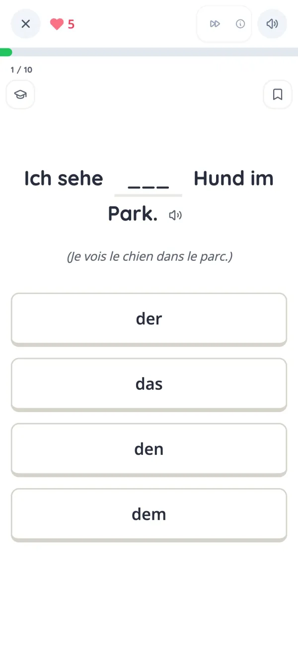 Exercice sur les cas dans KasusKnacker : choisir der, das, den ou dem