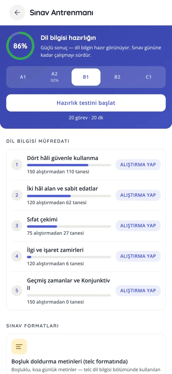 KasusKnacker sınav çalışması: B1 için temel dilbilgisi kontrol listesi