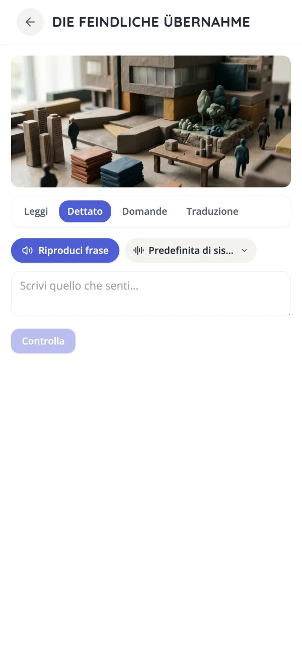 Esercizio di dettato di un racconto breve in tedesco nell'app KasusKnacker